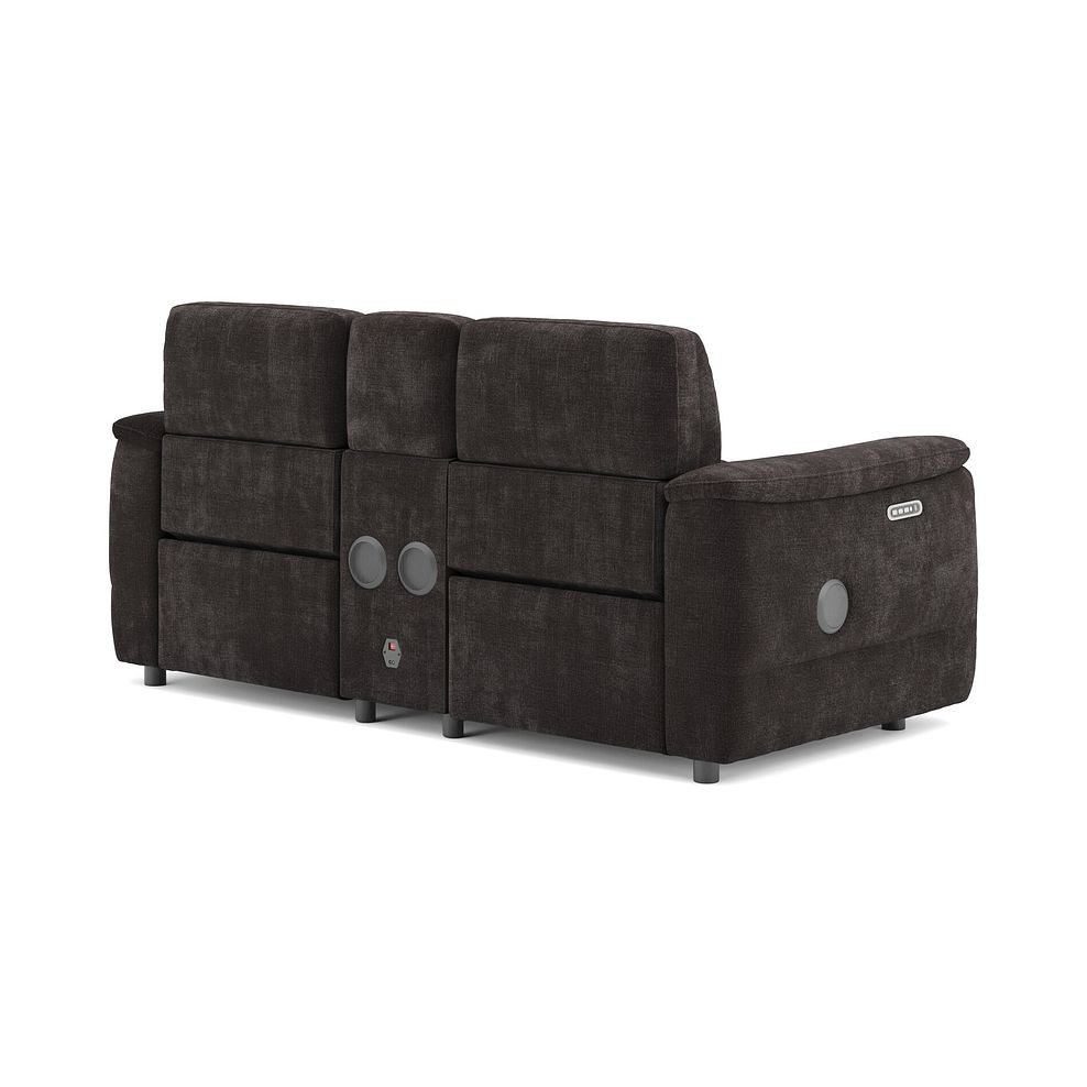 Phoenix 2 Seater Power Recliner Console Sofa with Smart Screen and Speakers in  Manhattan Mushroom Fabric 5
