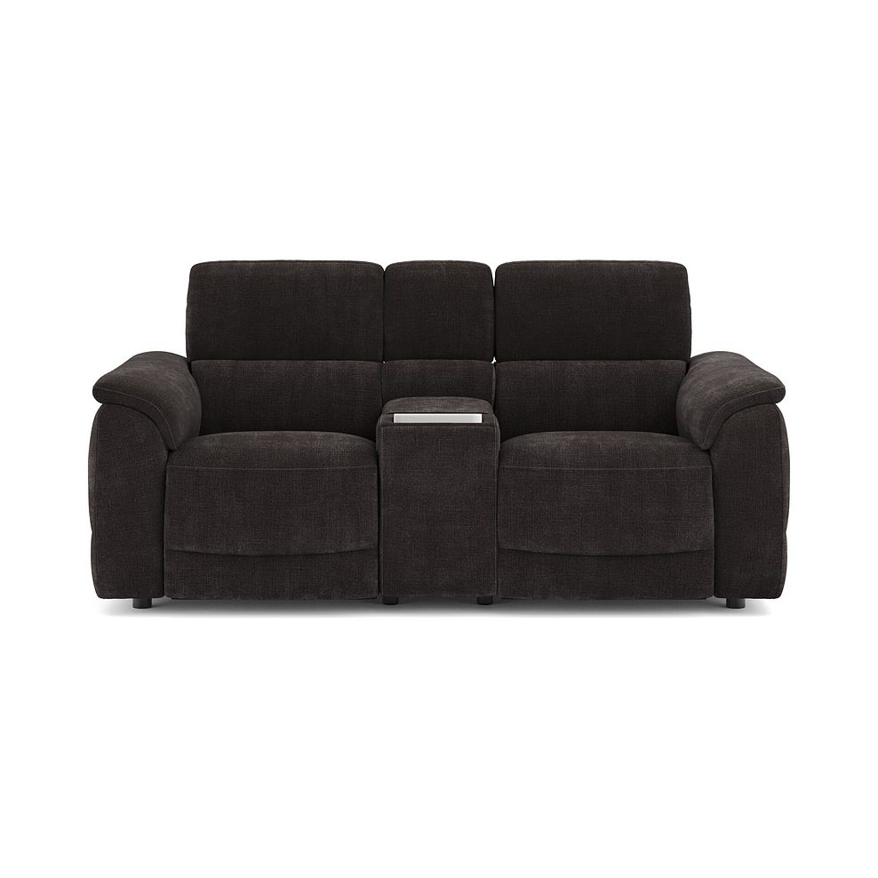 Phoenix 2 Seater Power Recliner Console Sofa with Smart Screen and Speakers in  Manhattan Mushroom Fabric 2