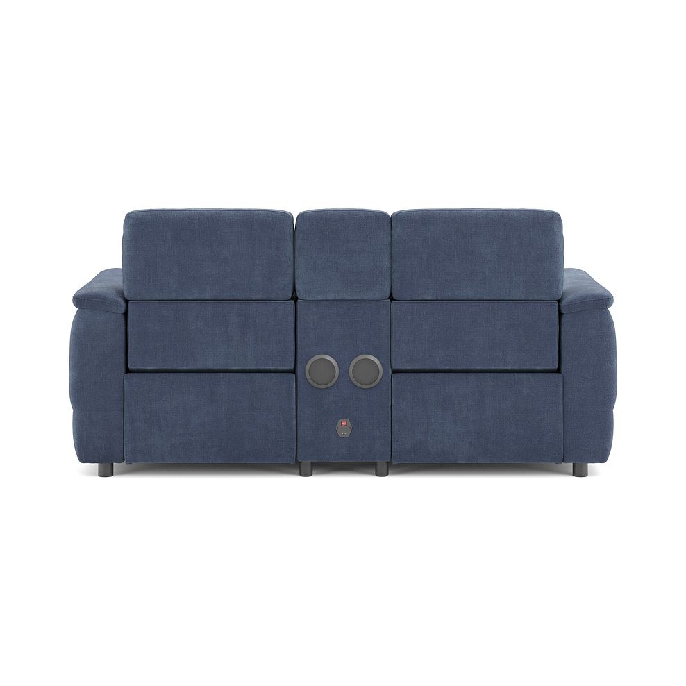 Phoenix 2 Seater Power Recliner Console Sofa with Smart Screen and Speakers in  Manhattan Navy Fabric 6