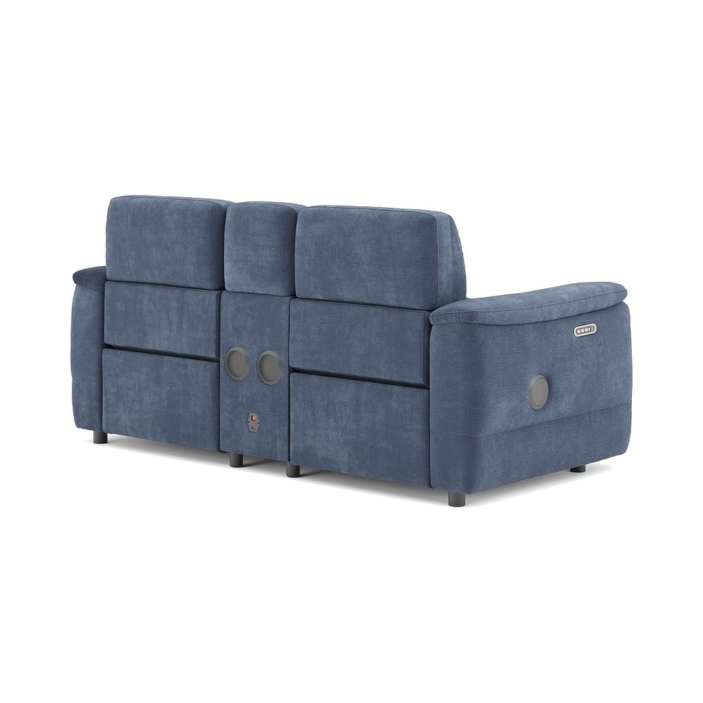 Phoenix 2 Seater Power Recliner Console Sofa with Smart Screen and Speakers in  Manhattan Navy Fabric 5