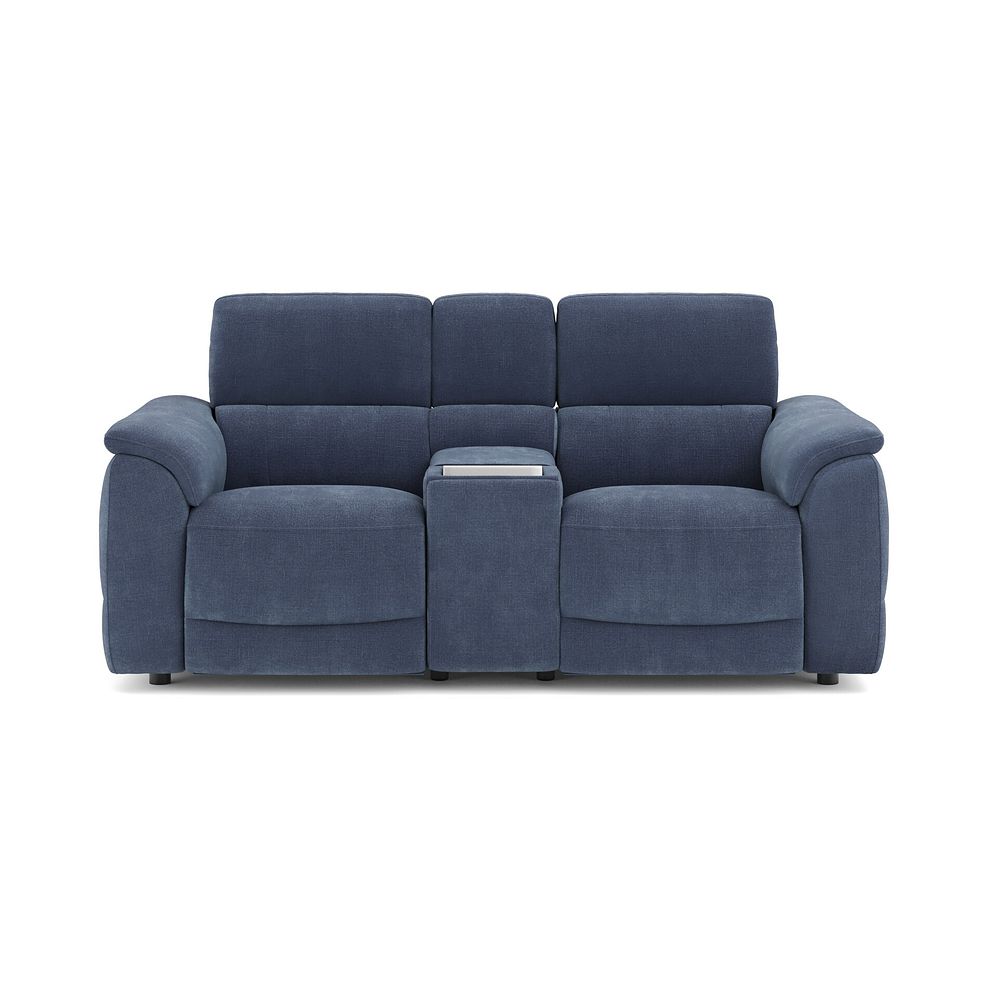 Phoenix 2 Seater Power Recliner Console Sofa with Smart Screen and Speakers in  Manhattan Navy Fabric 2