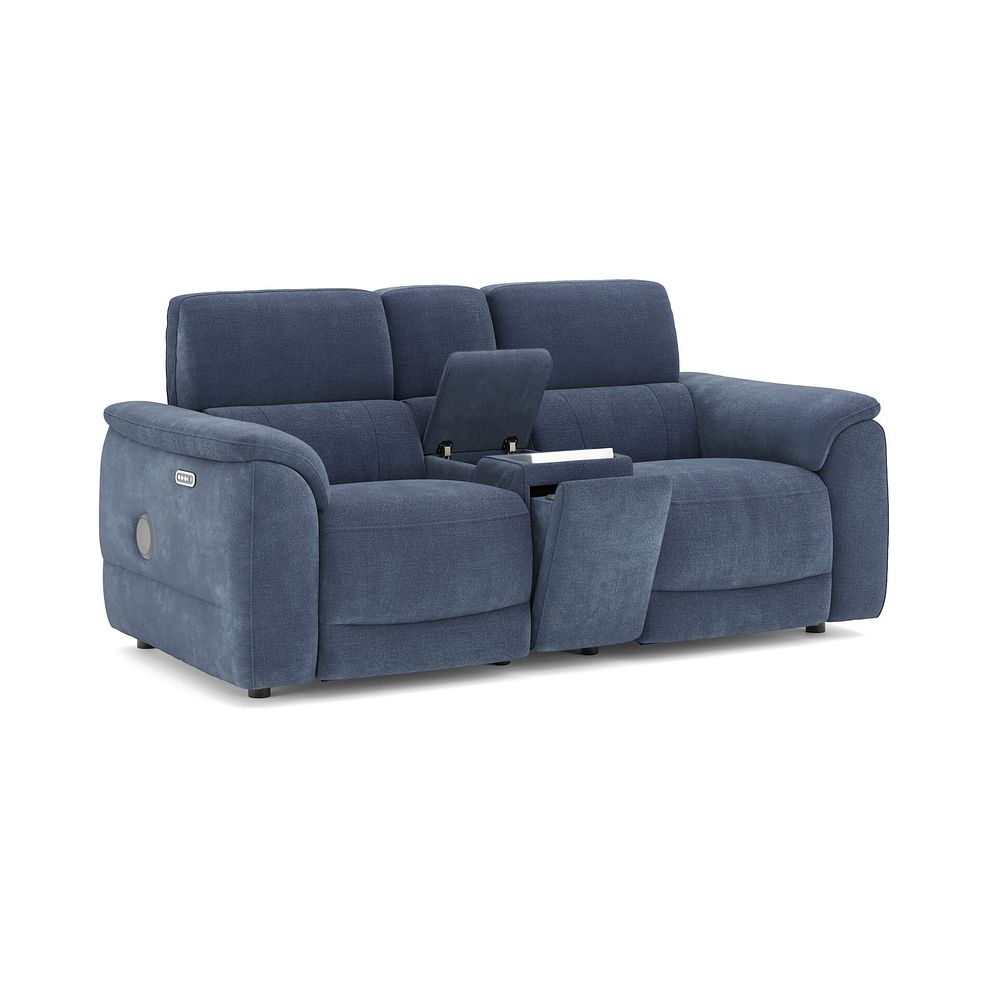 Phoenix 2 Seater Power Recliner Console Sofa with Smart Screen and Speakers in  Manhattan Navy Fabric 3