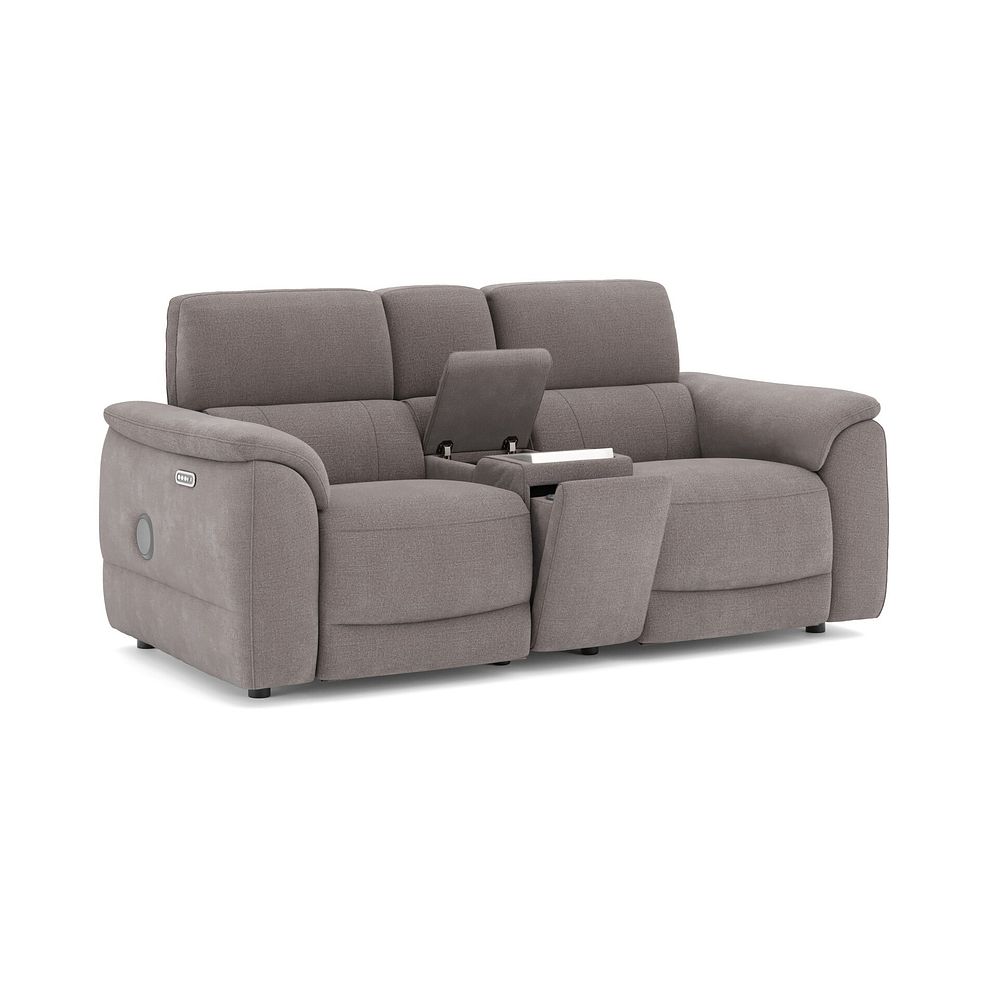 Phoenix 2 Seater Power Recliner Console Sofa with Smart Screen and Speakers in  Manhattan Nutmeg Fabric 3