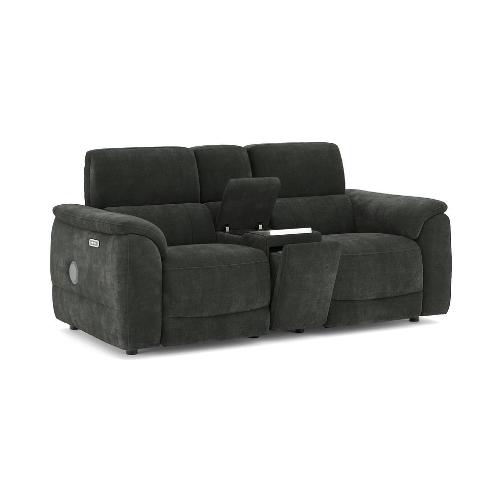Phoenix 2 Seater Power Recliner Console Sofa with Smart Screen and Speakers in  Manhattan Pine Fabric 3