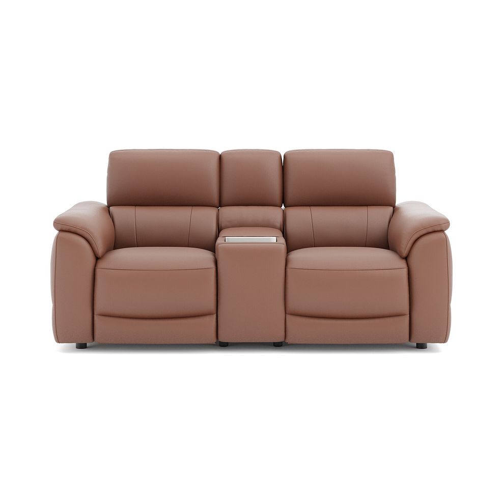 Phoenix 2 Seater Power Recliner Console Sofa with Smart Screen and Speakers in  Mocha Mousse Leather 2