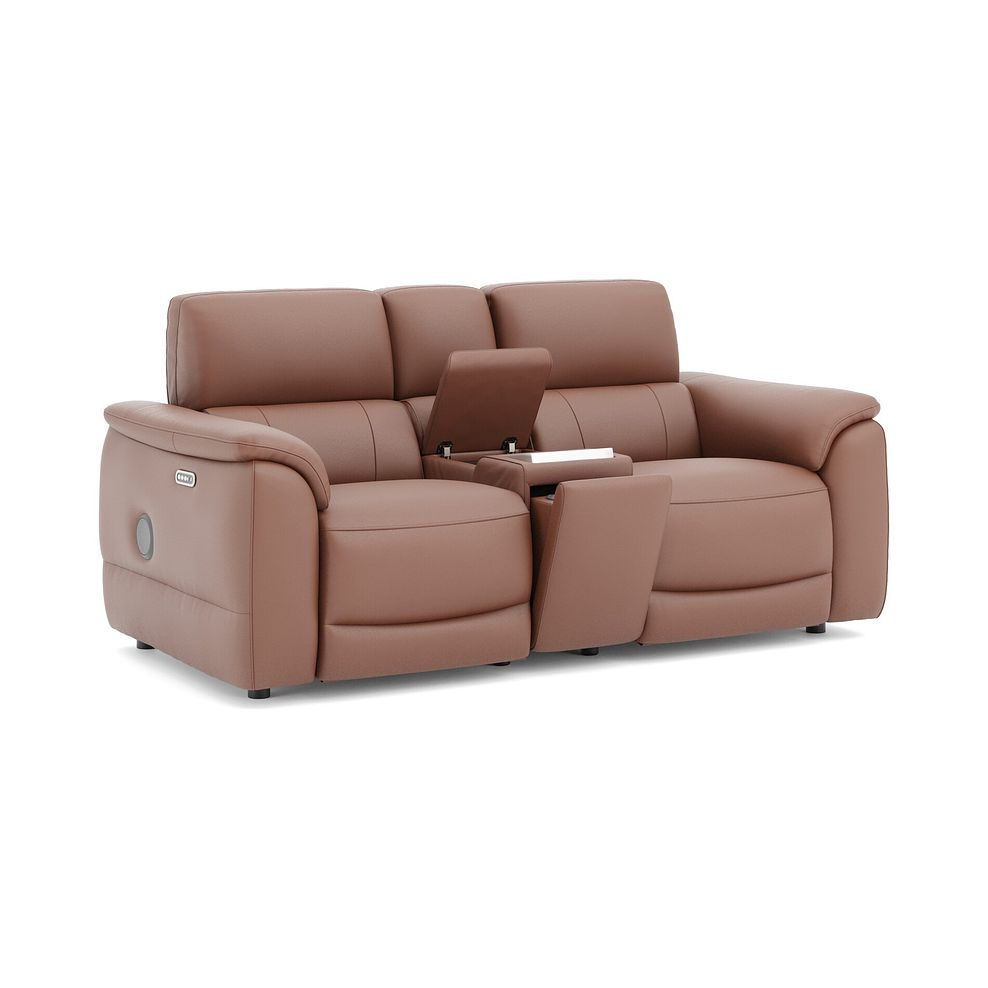 Phoenix 2 Seater Power Recliner Console Sofa with Smart Screen and Speakers in  Mocha Mousse Leather 3
