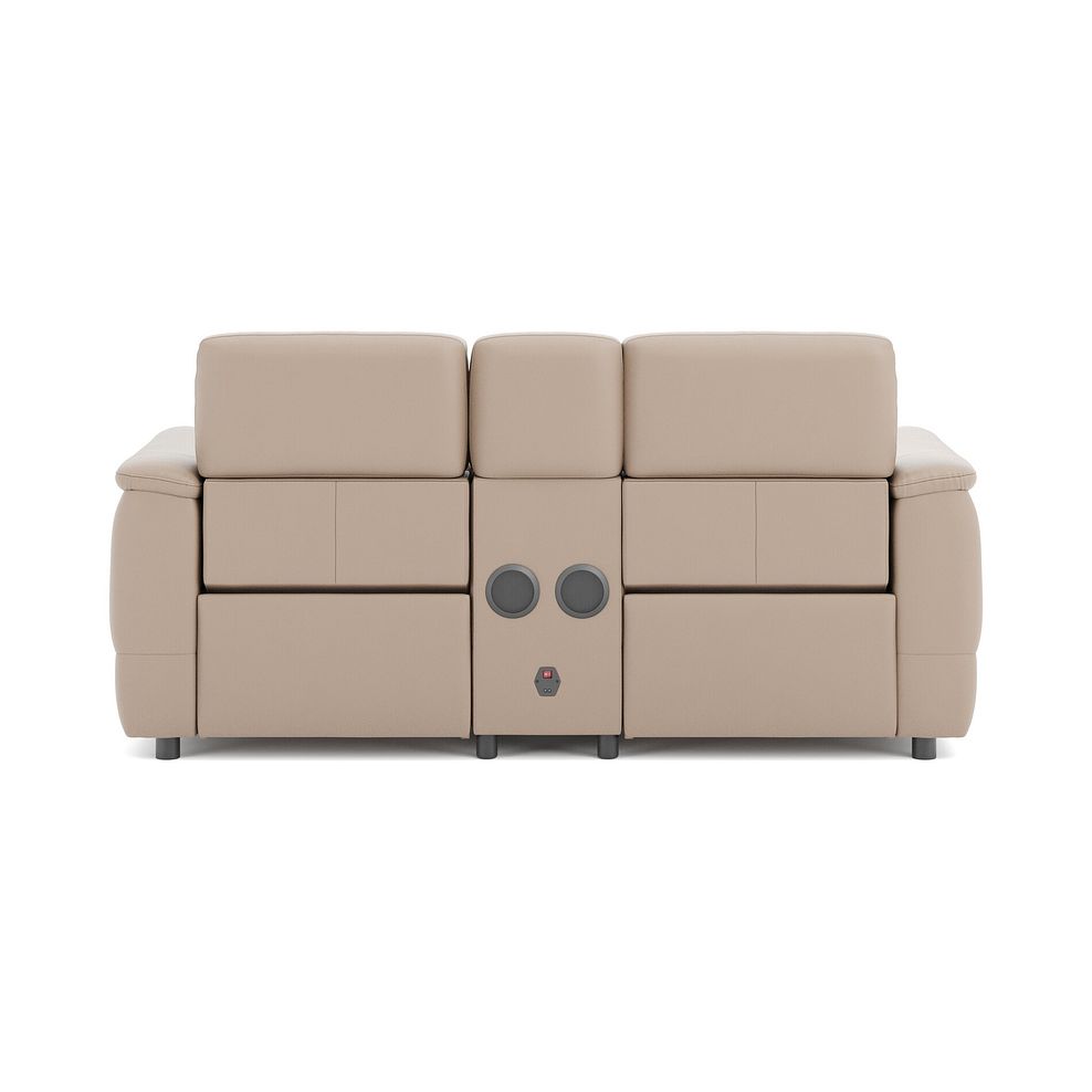 Phoenix 2 Seater Power Recliner Console Sofa with Smart Screen and Speakers in  Mushroom Leather 6