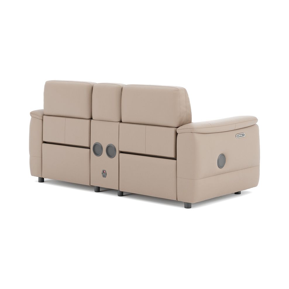 Phoenix 2 Seater Power Recliner Console Sofa with Smart Screen and Speakers in  Mushroom Leather 5