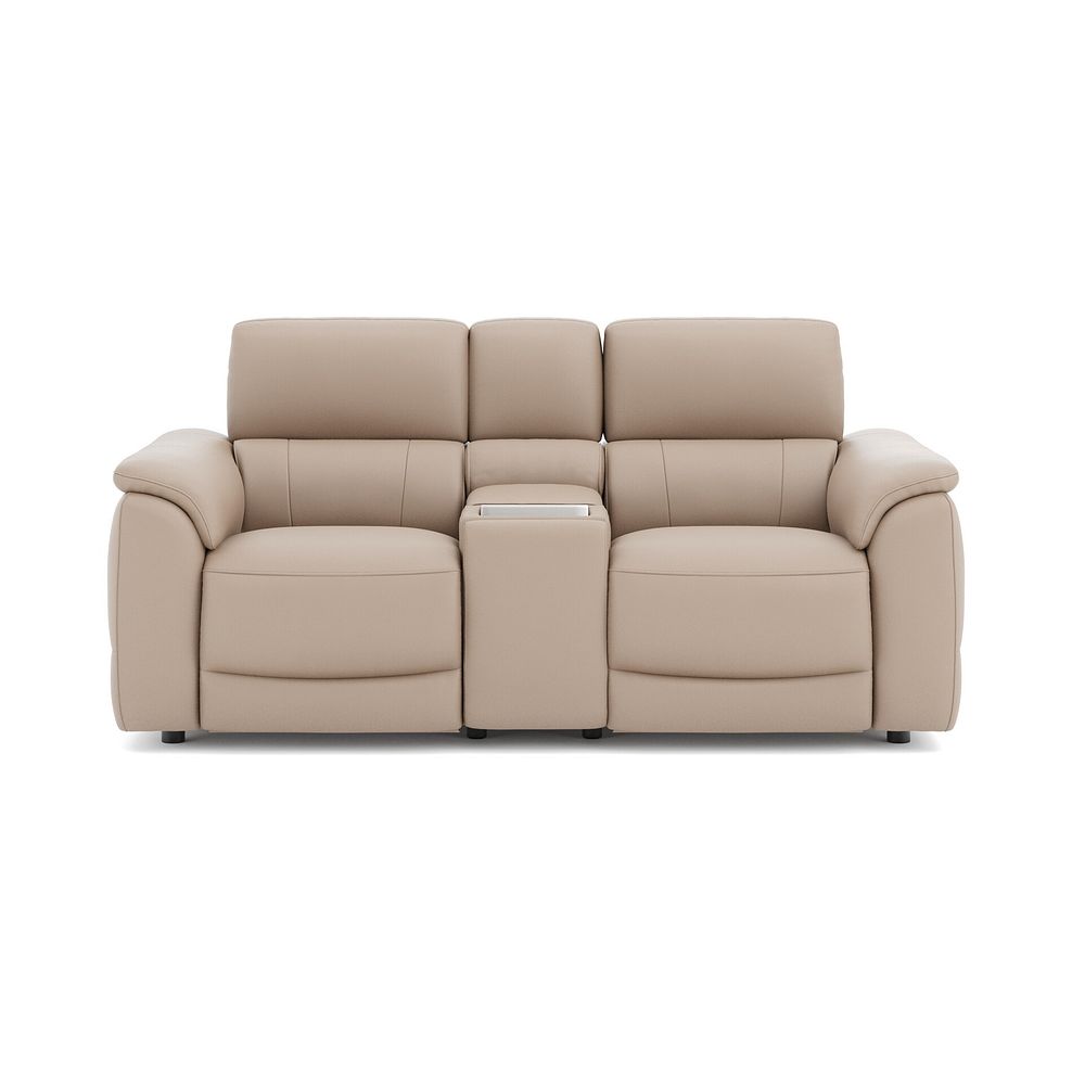 Phoenix 2 Seater Power Recliner Console Sofa with Smart Screen and Speakers in  Mushroom Leather 2