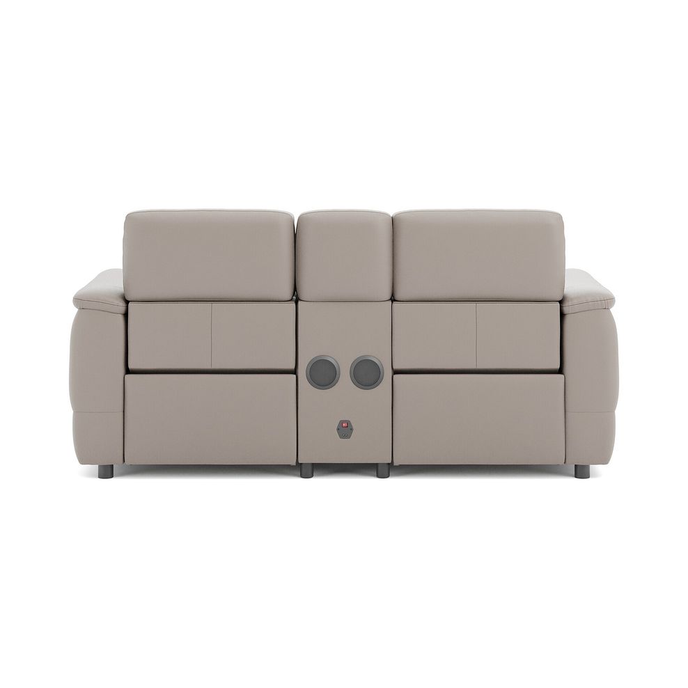 Phoenix 2 Seater Power Recliner Console Sofa with Smart Screen and Speakers in  Oyster Leather 6