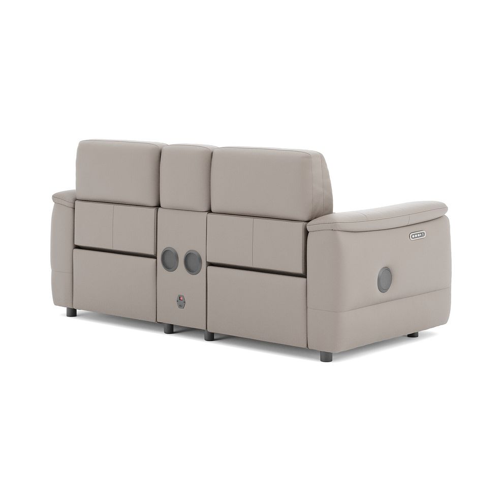 Phoenix 2 Seater Power Recliner Console Sofa with Smart Screen and Speakers in  Oyster Leather 5