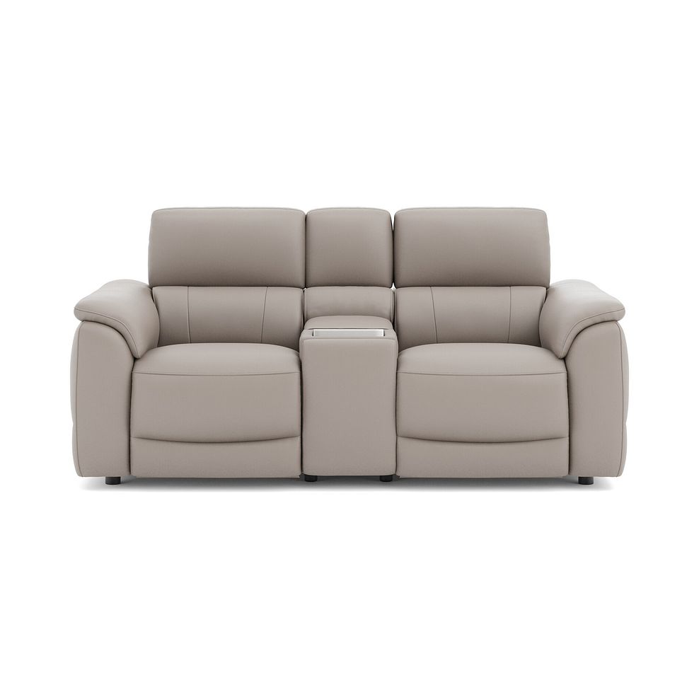 Phoenix 2 Seater Power Recliner Console Sofa with Smart Screen and Speakers in  Oyster Leather 2