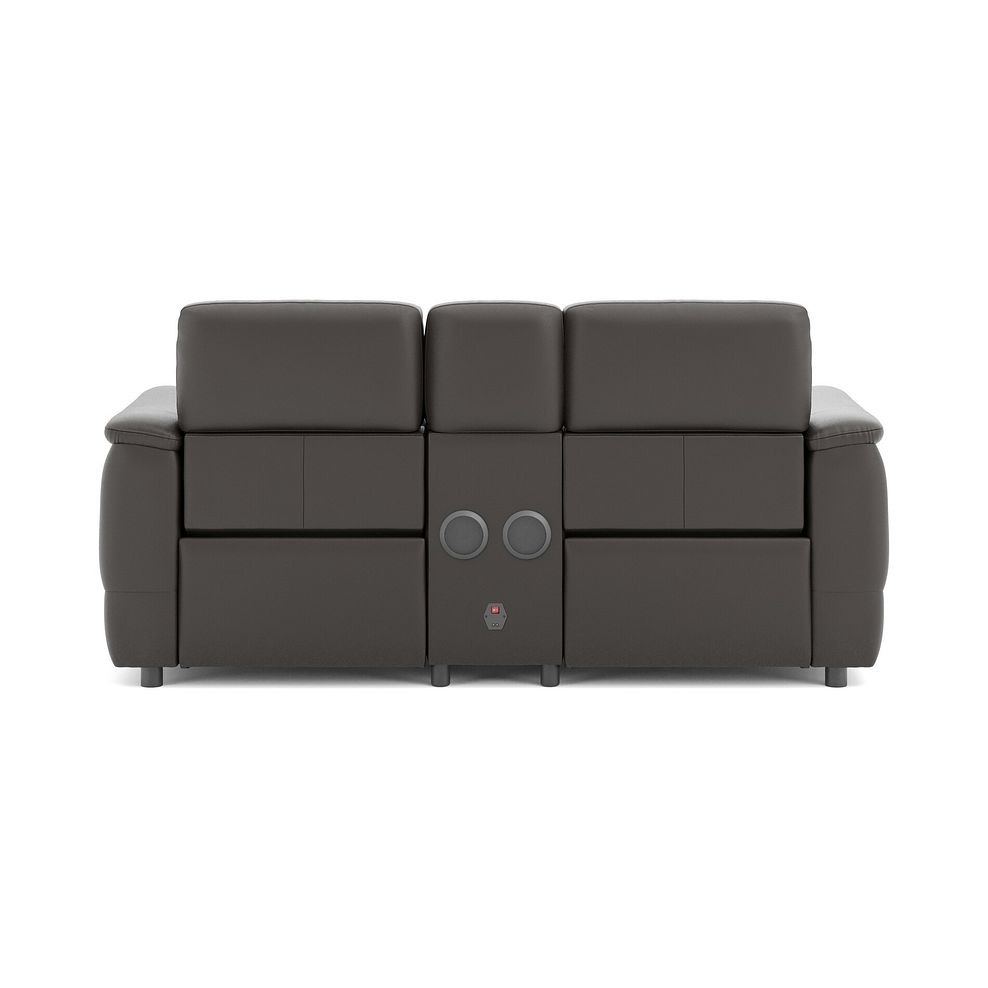 Phoenix 2 Seater Power Recliner Console Sofa with Smart Screen and Speakers in  Storm Leather 6