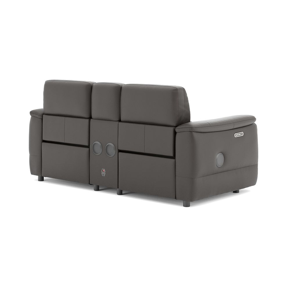 Phoenix 2 Seater Power Recliner Console Sofa with Smart Screen and Speakers in  Storm Leather 5