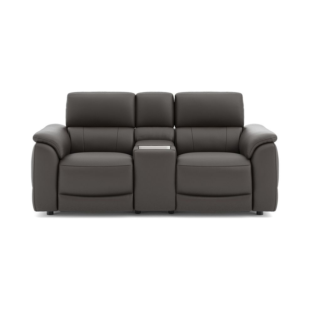 Phoenix 2 Seater Power Recliner Console Sofa with Smart Screen and Speakers in  Storm Leather 2