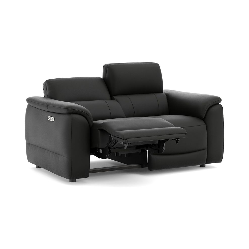 Phoenix 2 Seater Power Recliner Sofa in  Jet Black Leather 3