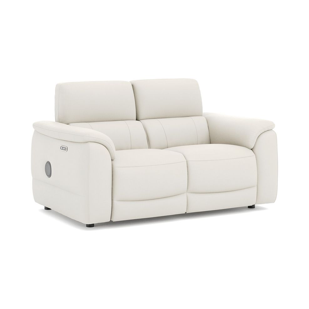 Phoenix 2 Seater Power Recliner Sofa with Adjustable Power Headrests and Speakers in  Bone China Leather 1