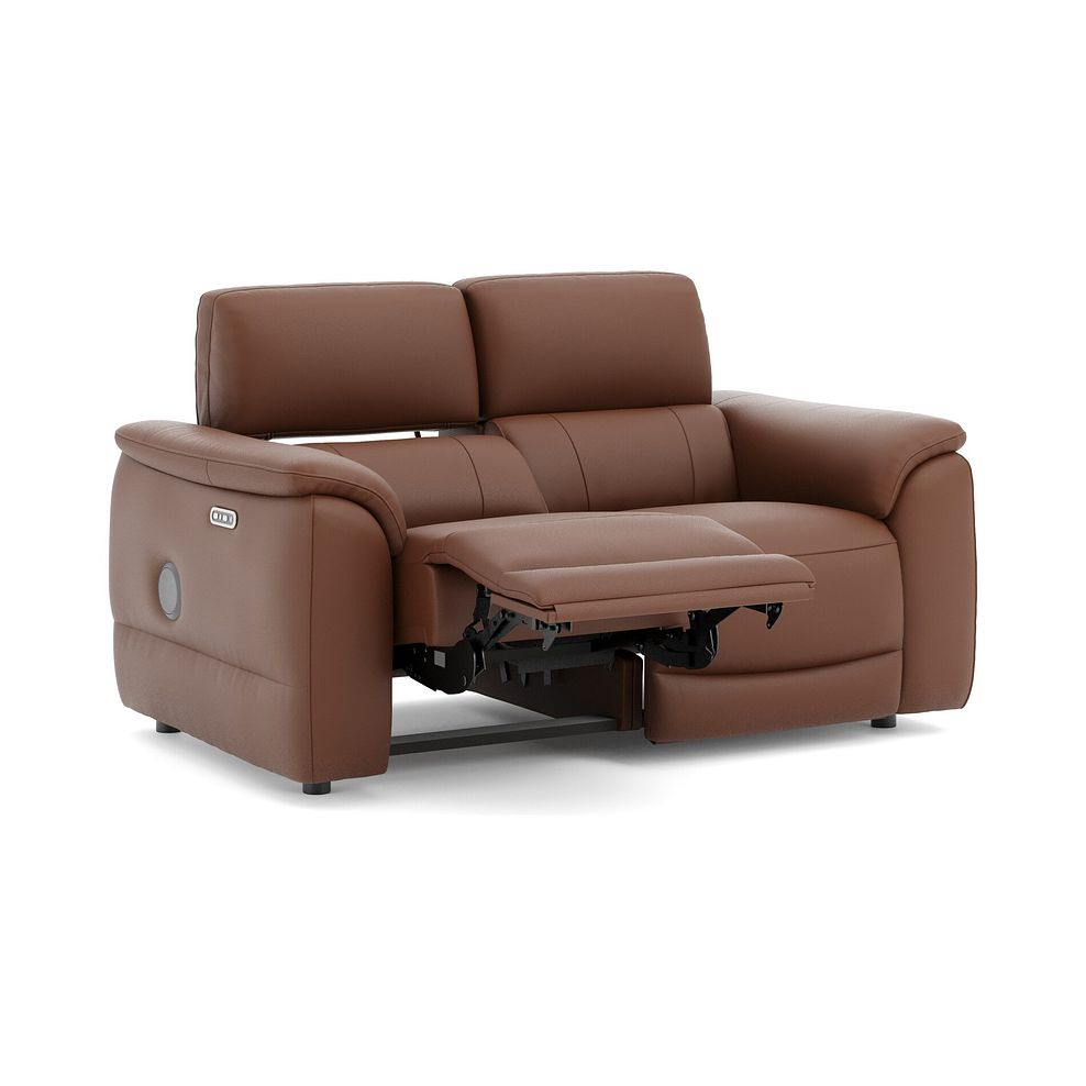 Phoenix 2 Seater Power Recliner Sofa with Adjustable Power Headrests and Speakers in  Cognac Leather 3