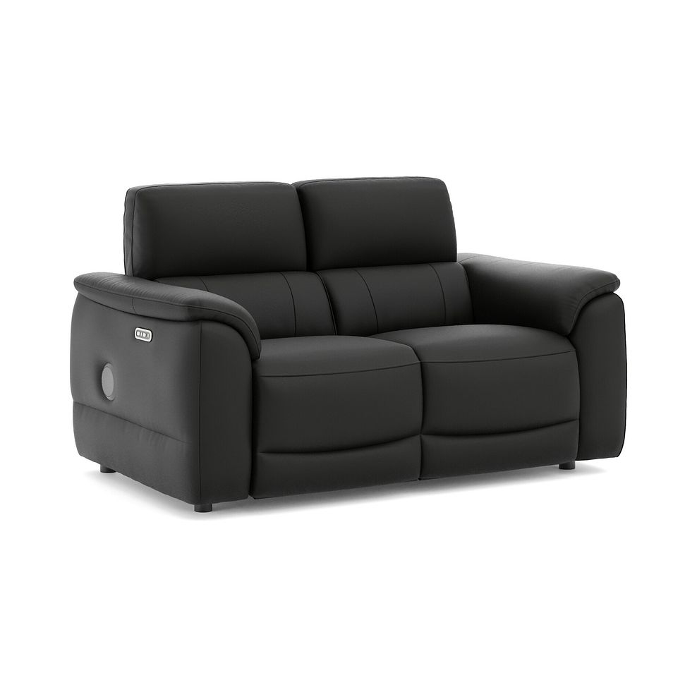 Phoenix 2 Seater Power Recliner Sofa with Adjustable Power Headrests and Speakers in  Jet Black Leather 1