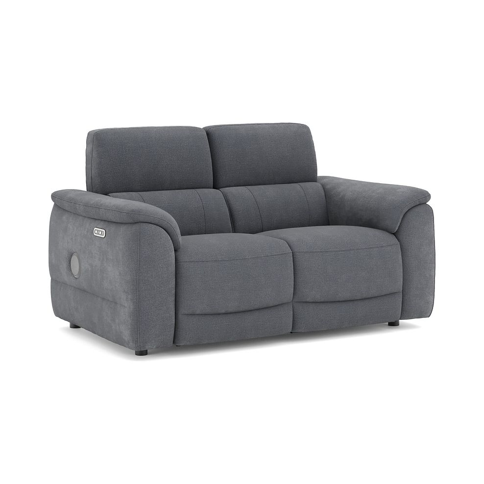 Phoenix 2 Seater Power Recliner Sofa with Adjustable Power Headrests and Speakers in  Manhattan Charcoal Fabric 1