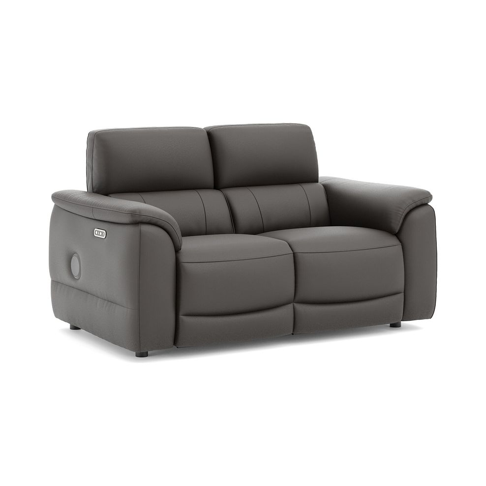 Phoenix 2 Seater Power Recliner Sofa with Adjustable Power Headrests and Speakers in  Storm Leather 1
