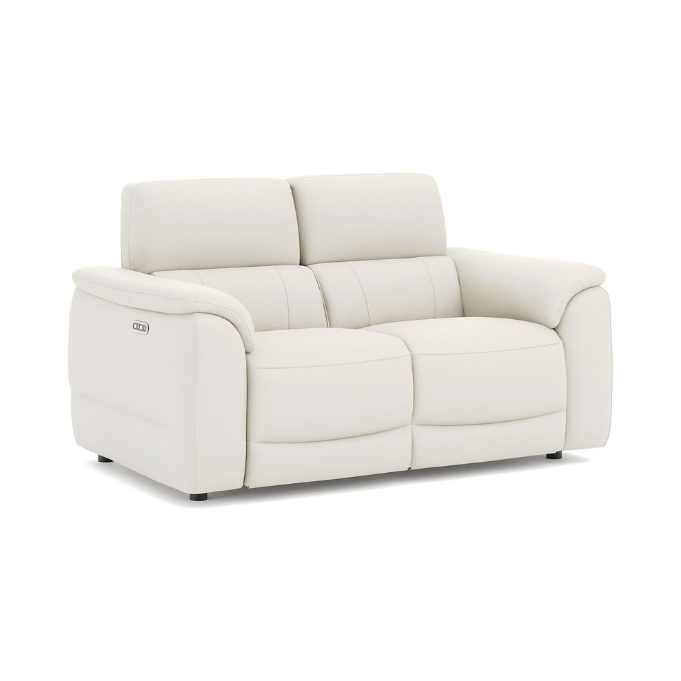 Phoenix 2 Seater Power Recliner Sofa with Adjustable Power Headrests in  Bone China Leather 1