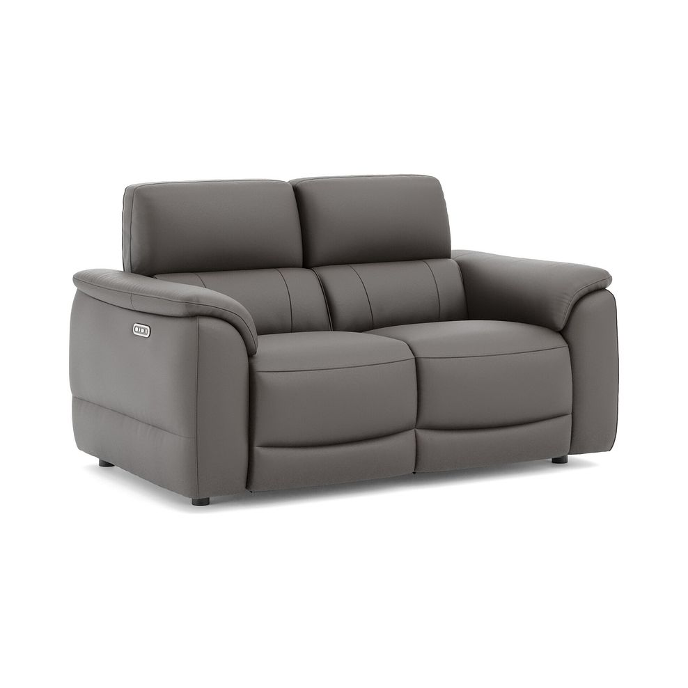 Phoenix 2 Seater Power Recliner Sofa with Adjustable Power Headrests in  Elephant Grey Leather 1