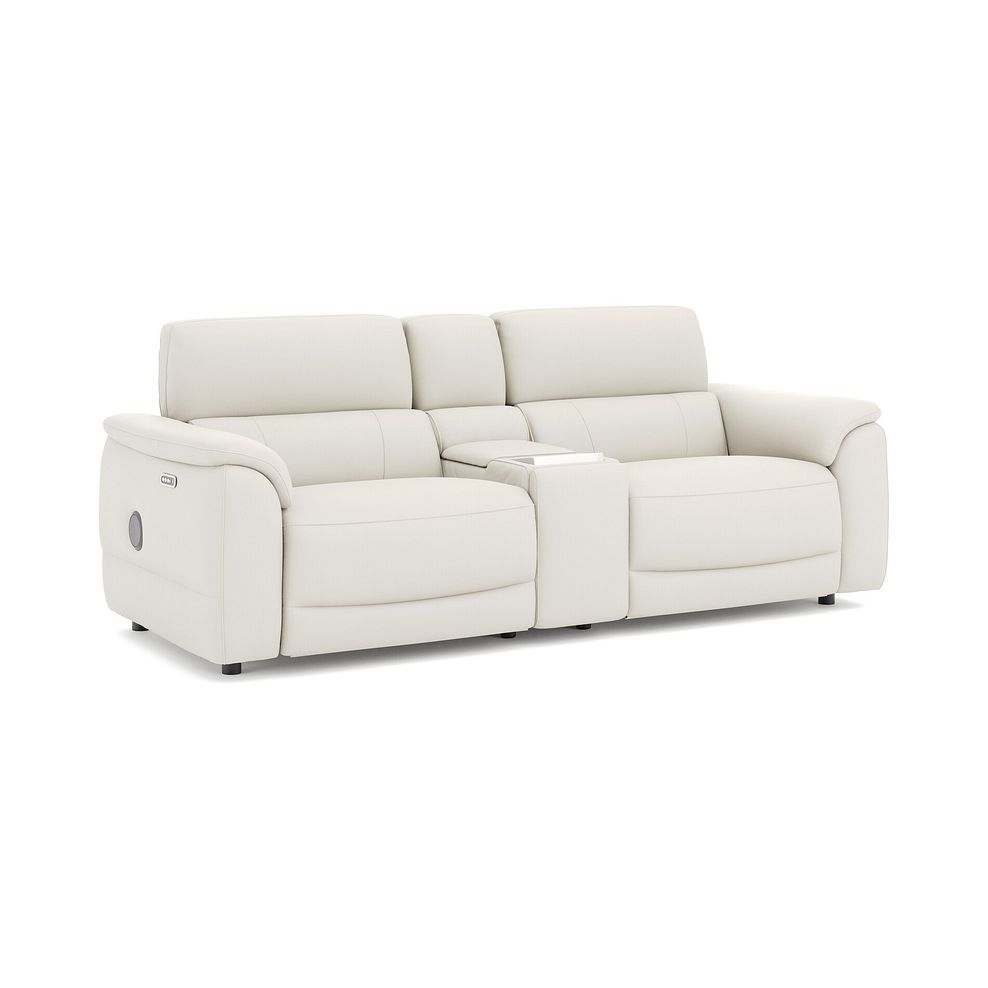 Phoenix 2.5 Seater Power Recliner Console Sofa with Smart Screen and Speakers in  Bone China Leather 1