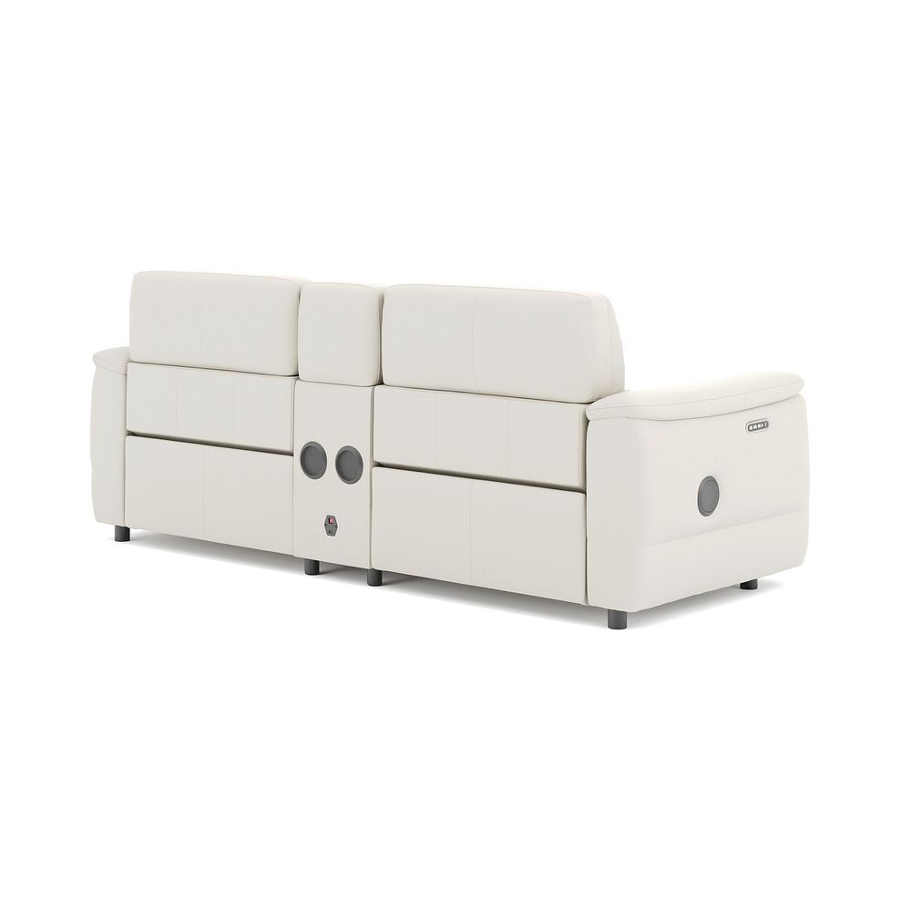 Phoenix 2.5 Seater Power Recliner Console Sofa with Smart Screen and Speakers in  Bone China Leather 5