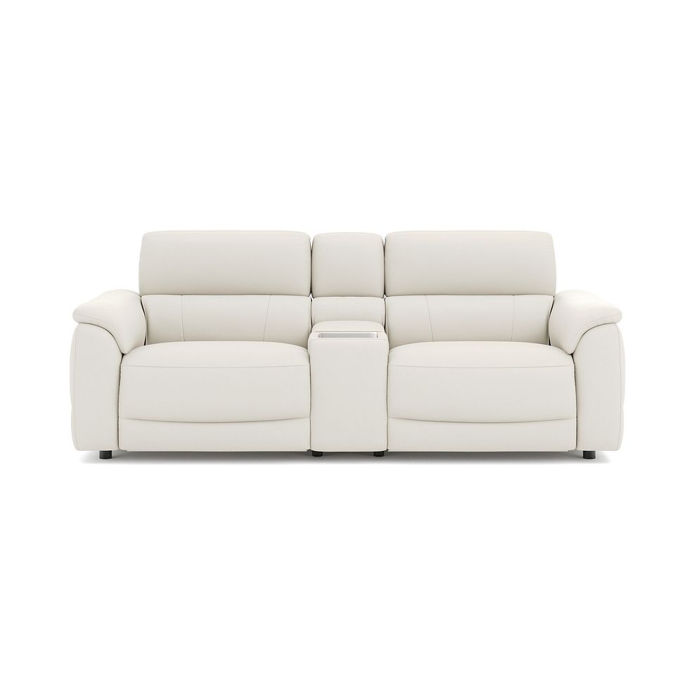 Phoenix 2.5 Seater Power Recliner Console Sofa with Smart Screen and Speakers in  Bone China Leather 2