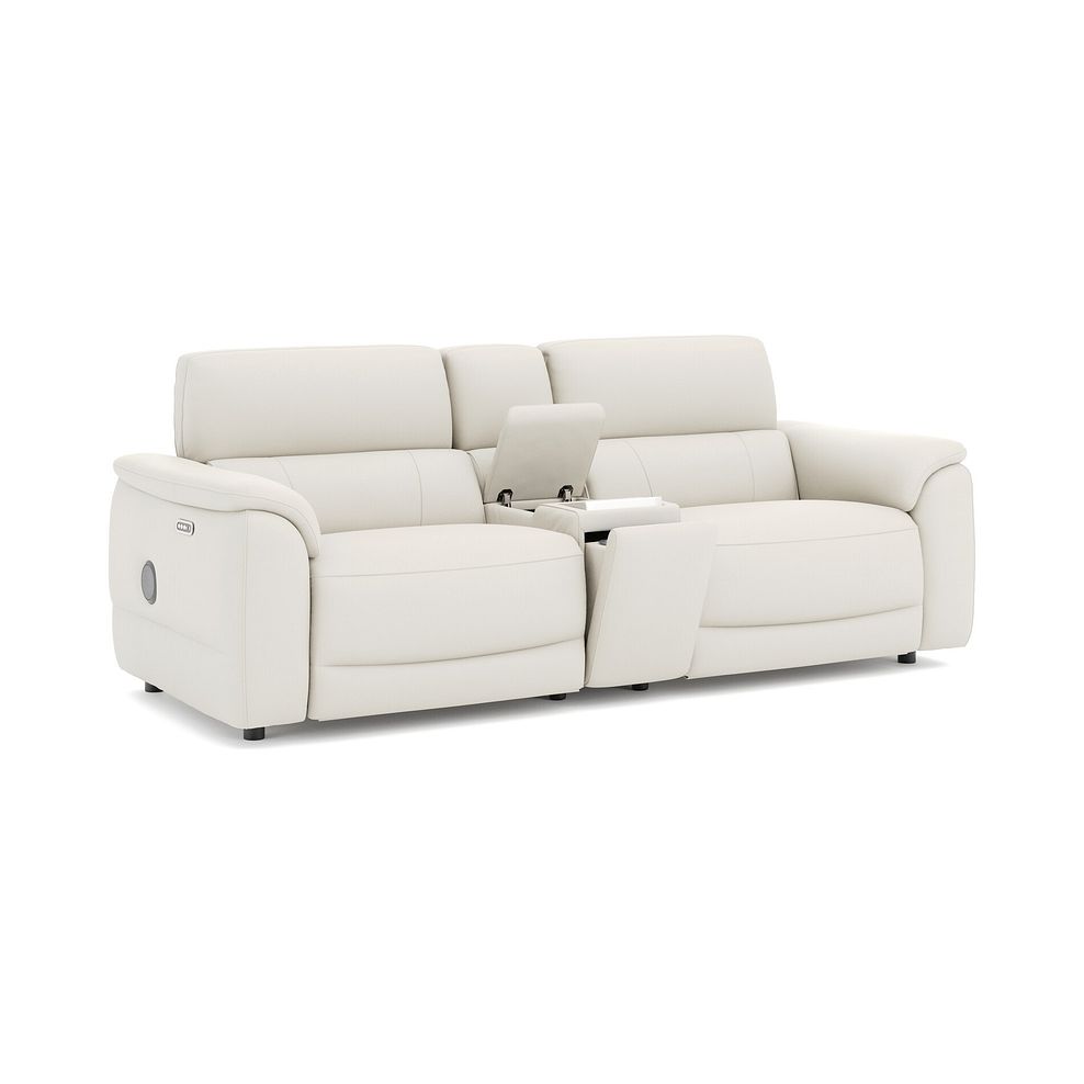 Phoenix 2.5 Seater Power Recliner Console Sofa with Smart Screen and Speakers in  Bone China Leather 3