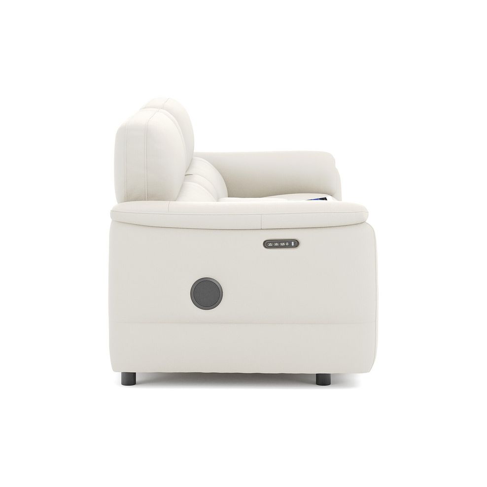 Phoenix 2.5 Seater Power Recliner Console Sofa with Smart Screen and Speakers in  Bone China Leather 4