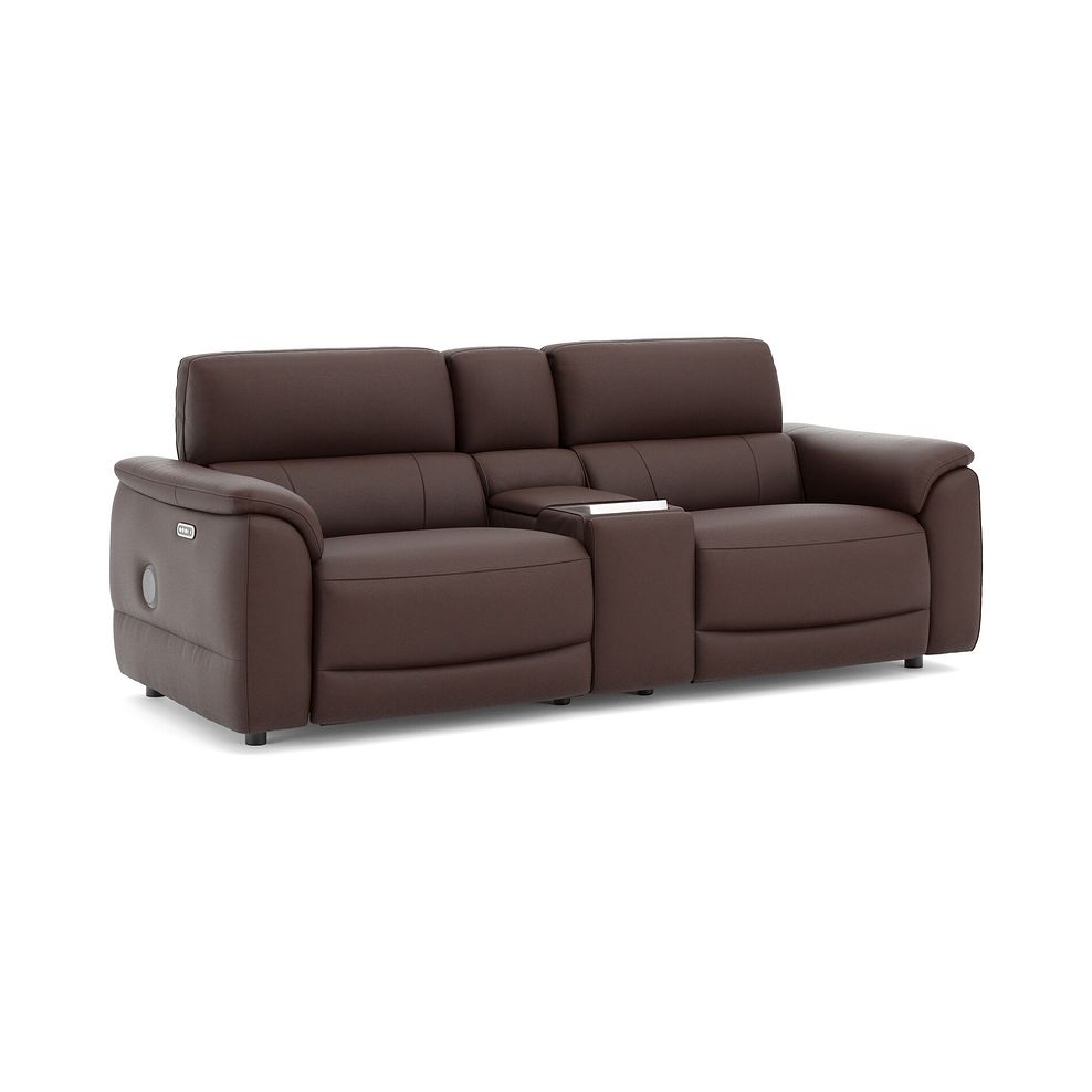 Phoenix 2.5 Seater Power Recliner Console Sofa with Smart Screen and Speakers in  Chestnut Leather 1