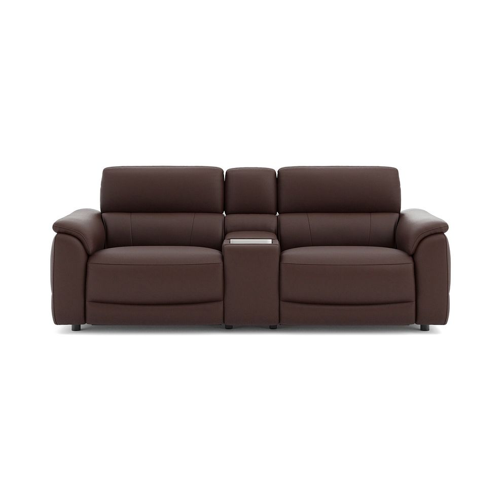 Phoenix 2.5 Seater Power Recliner Console Sofa with Smart Screen and Speakers in  Chestnut Leather 2