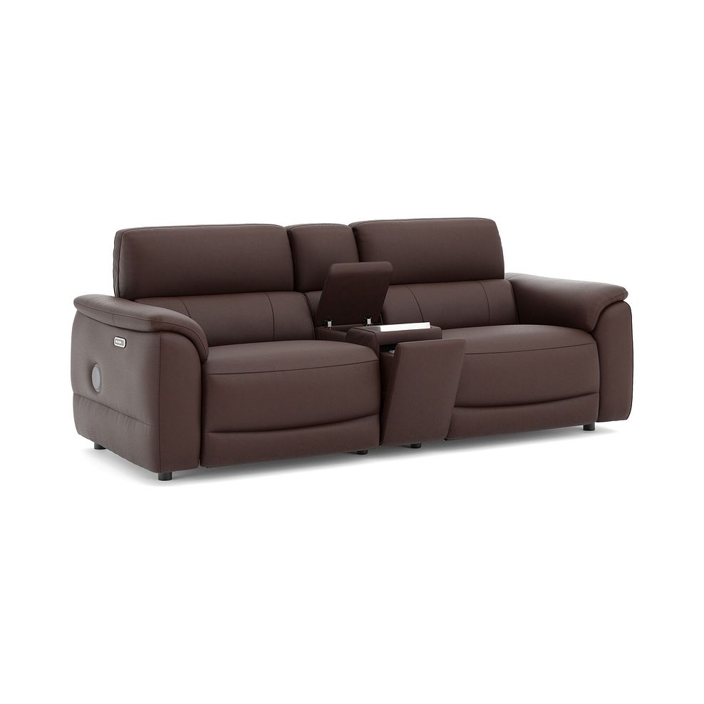 Phoenix 2.5 Seater Power Recliner Console Sofa with Smart Screen and Speakers in  Chestnut Leather 3