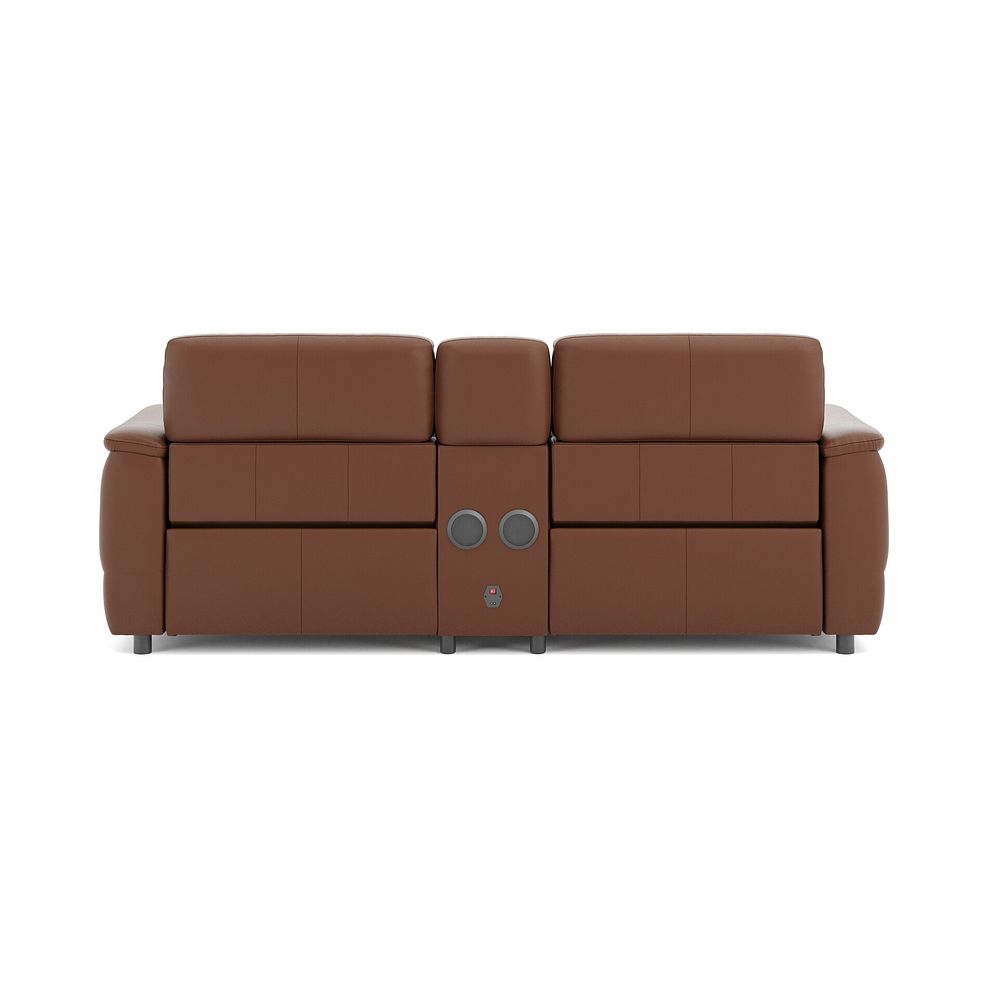 Phoenix 2.5 Seater Power Recliner Console Sofa with Smart Screen and Speakers in  Cognac Leather 6