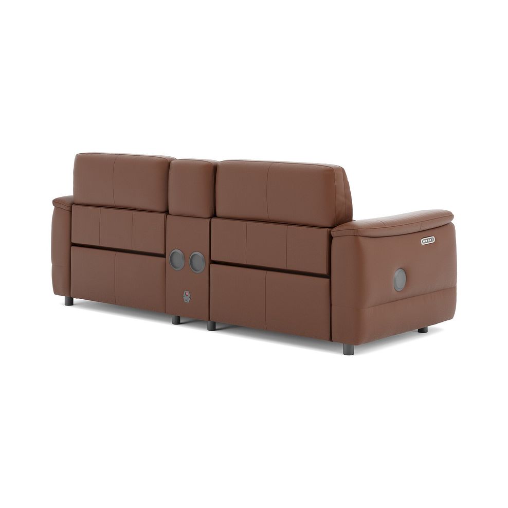 Phoenix 2.5 Seater Power Recliner Console Sofa with Smart Screen and Speakers in  Cognac Leather 5