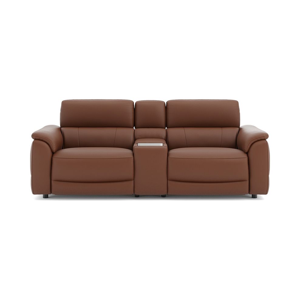 Phoenix 2.5 Seater Power Recliner Console Sofa with Smart Screen and Speakers in  Cognac Leather 2