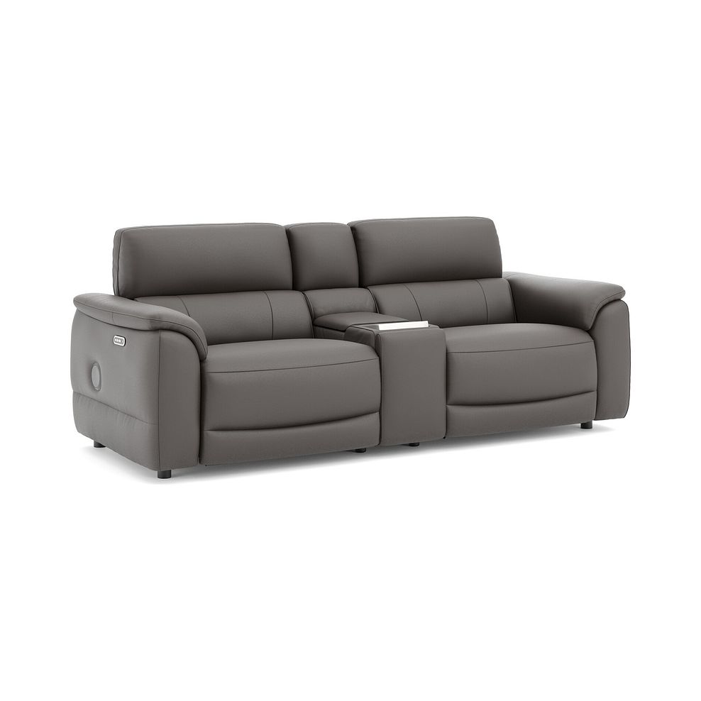 Phoenix 2.5 Seater Power Recliner Console Sofa with Smart Screen and Speakers in  Elephant Grey Leather 1