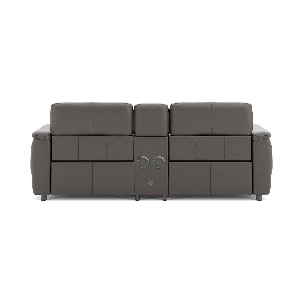 Phoenix 2.5 Seater Power Recliner Console Sofa with Smart Screen and Speakers in  Elephant Grey Leather 6