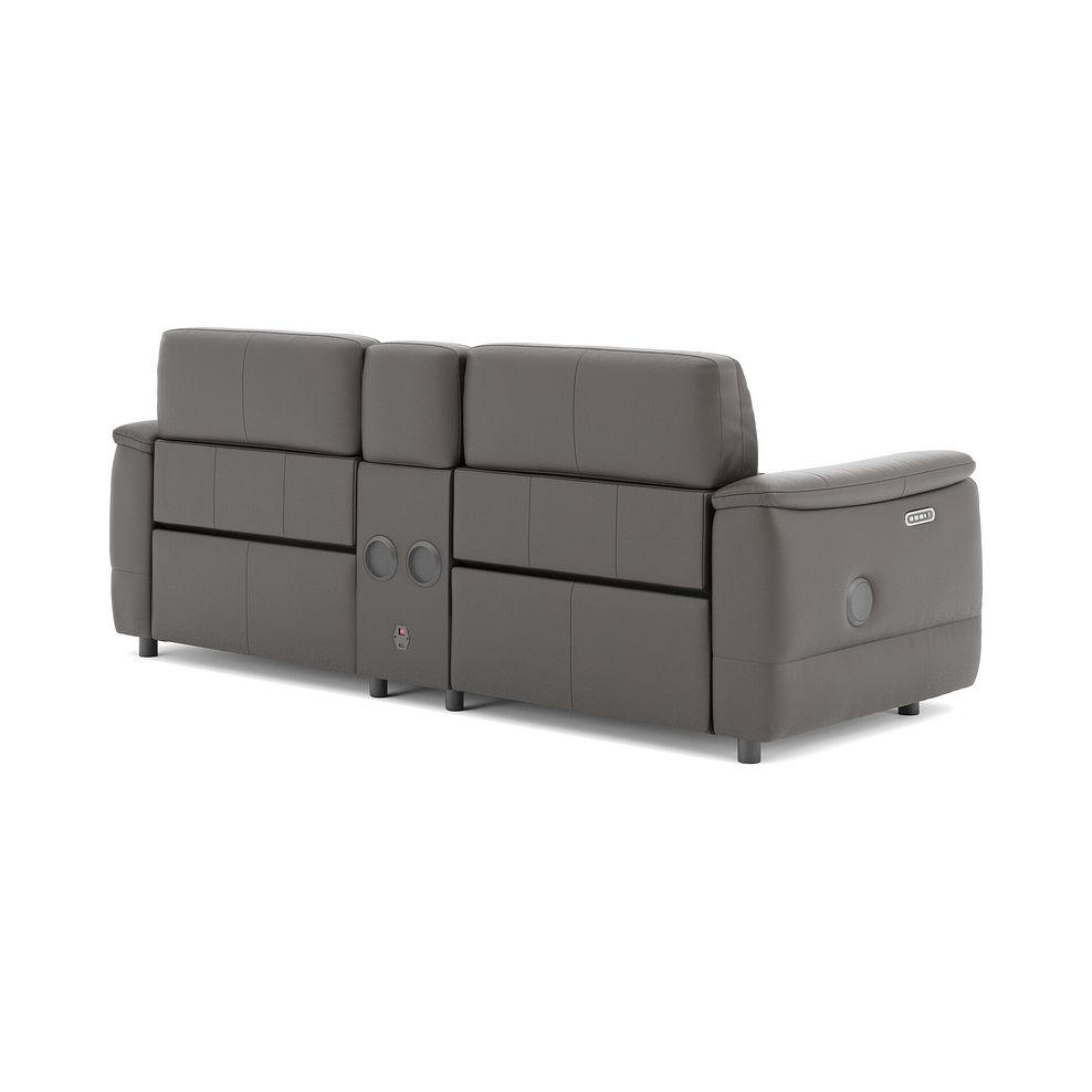Phoenix 2.5 Seater Power Recliner Console Sofa with Smart Screen and Speakers in  Elephant Grey Leather 5