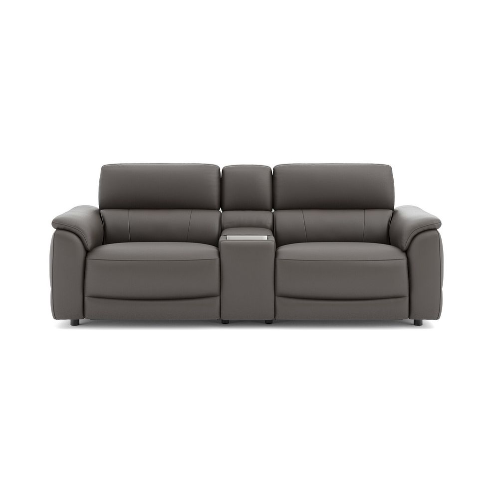 Phoenix 2.5 Seater Power Recliner Console Sofa with Smart Screen and Speakers in  Elephant Grey Leather 2