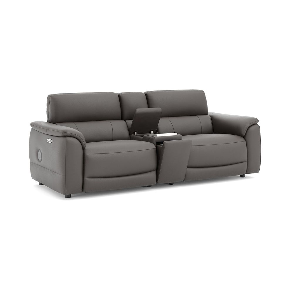 Phoenix 2.5 Seater Power Recliner Console Sofa with Smart Screen and Speakers in  Elephant Grey Leather 3