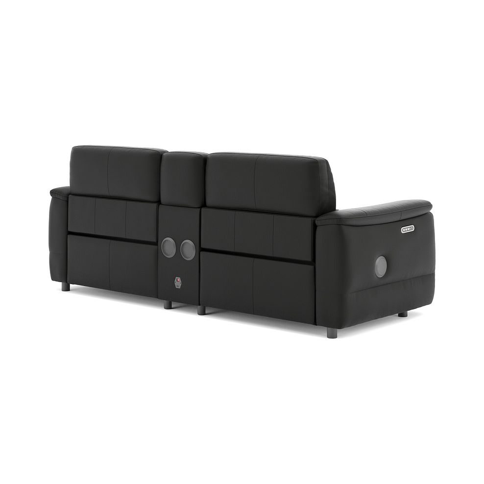 Phoenix 2.5 Seater Power Recliner Console Sofa with Smart Screen and Speakers in  Jet Black Leather 5