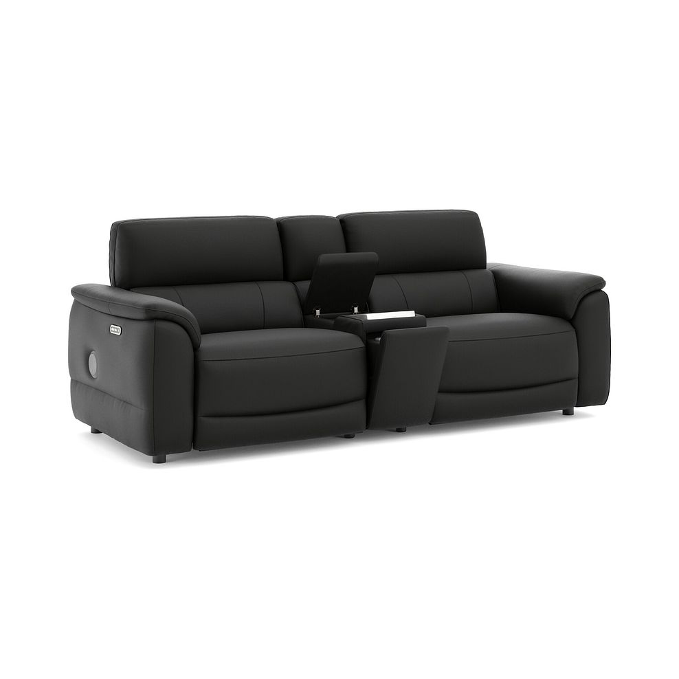 Phoenix 2.5 Seater Power Recliner Console Sofa with Smart Screen and Speakers in  Jet Black Leather 3