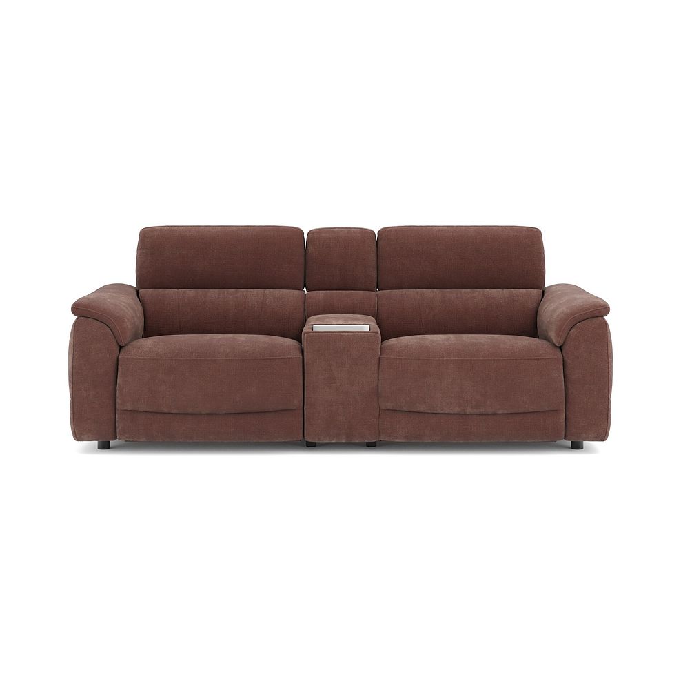 Phoenix 2.5 Seater Power Recliner Console Sofa with Smart Screen and Speakers in  Manhattan Burnt Sienna Fabric 2