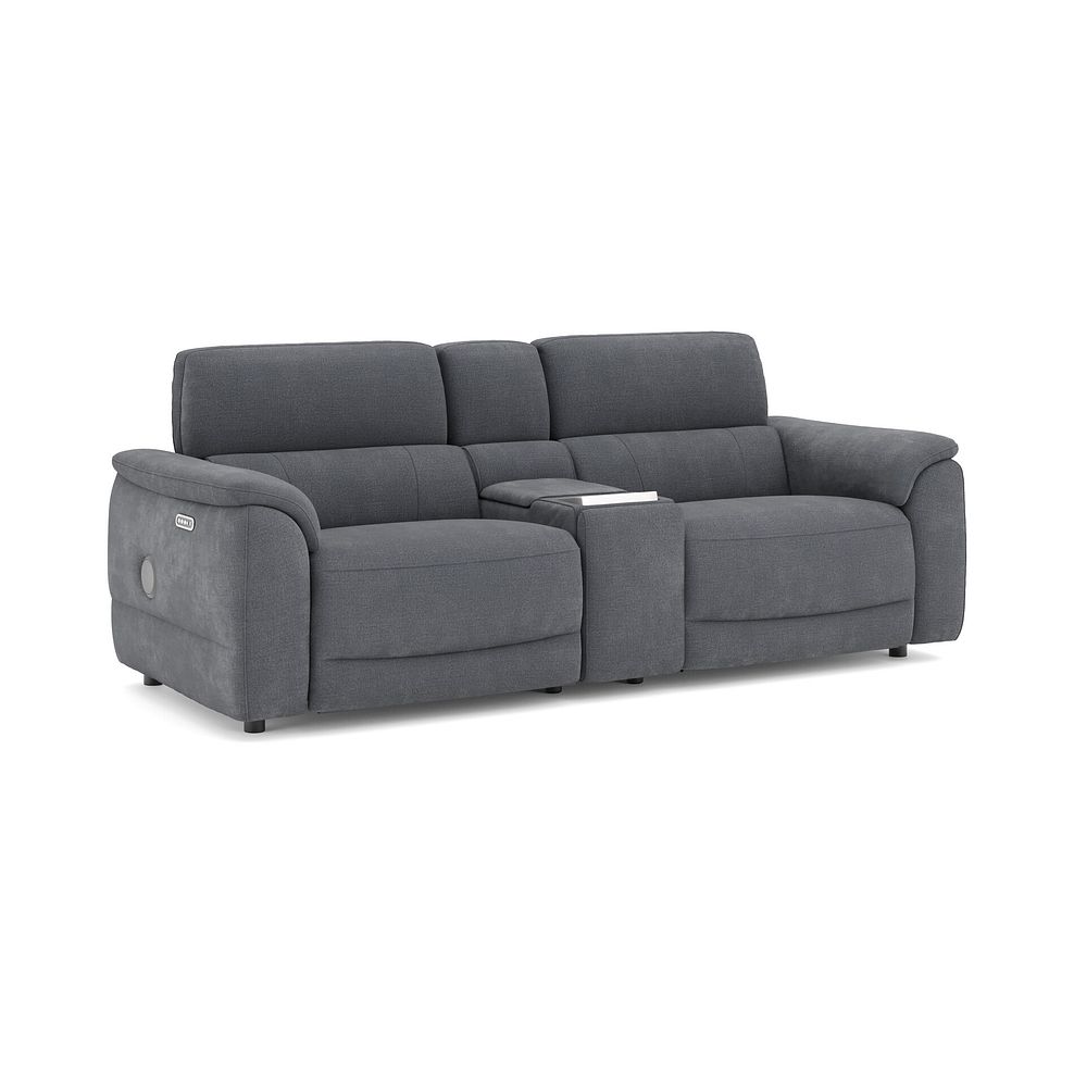 Phoenix 2.5 Seater Power Recliner Console Sofa with Smart Screen and Speakers in  Manhattan Charcoal Fabric 1