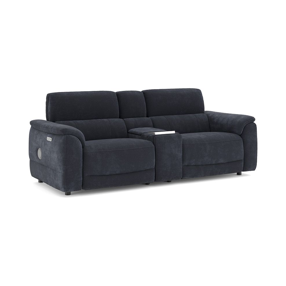 Phoenix 2.5 Seater Power Recliner Console Sofa with Smart Screen and Speakers in  Manhattan Indigo Fabric 1