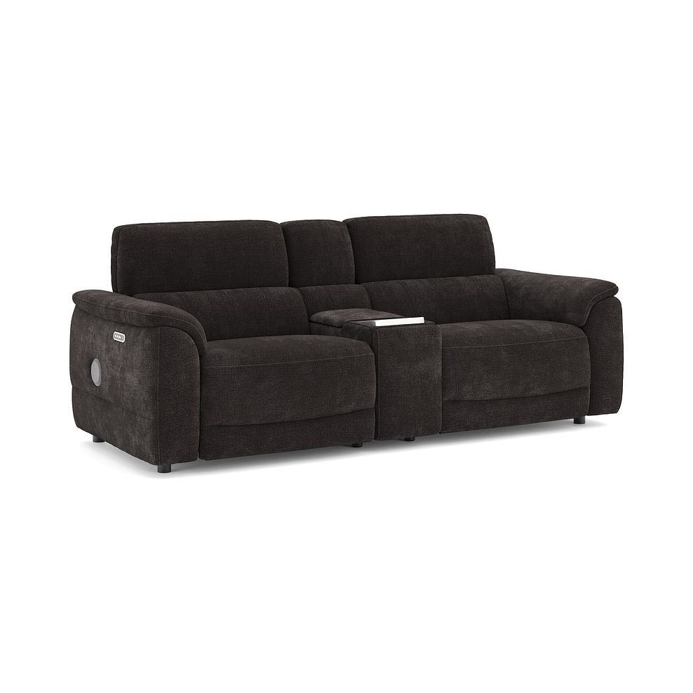 Phoenix 2.5 Seater Power Recliner Console Sofa with Smart Screen and Speakers in  Manhattan Mushroom Fabric 1