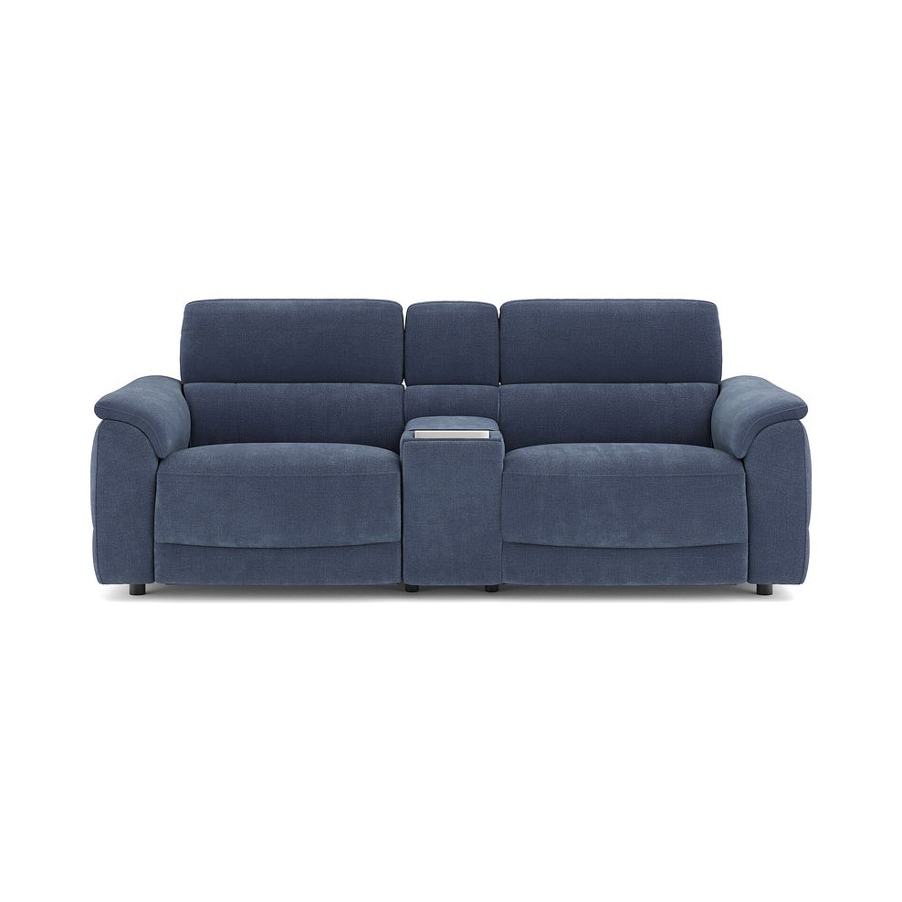 Phoenix 2.5 Seater Power Recliner Console Sofa with Smart Screen and Speakers in  Manhattan Navy Fabric 2